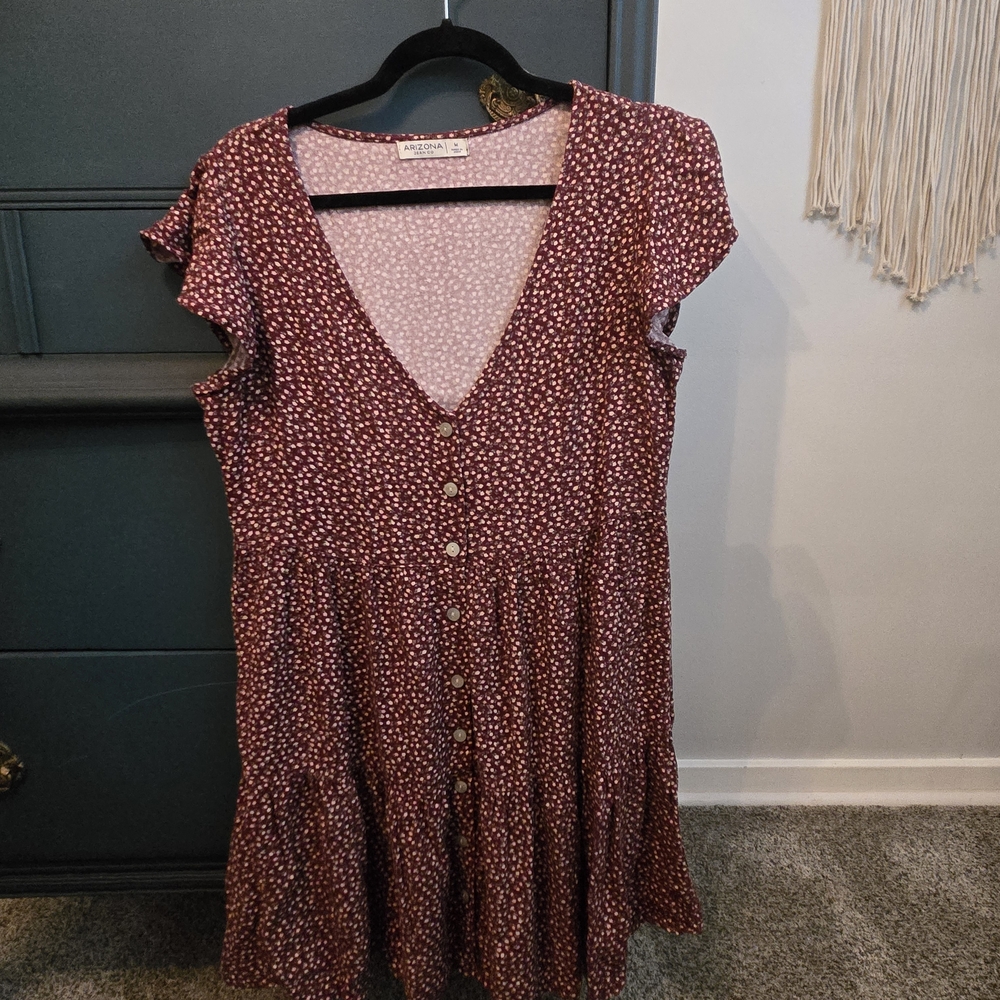 Arizona Jean Company Burgundy Floral Mini Dress